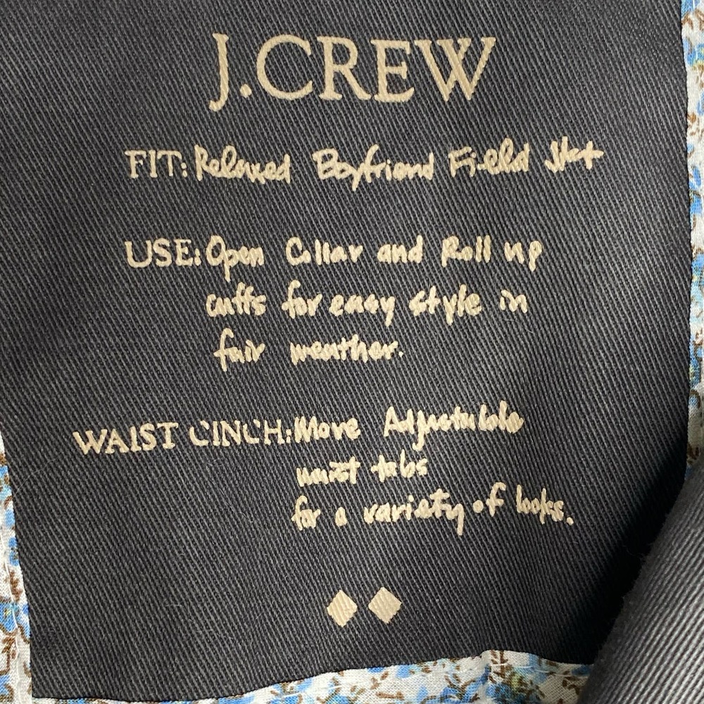 J. Crew Resin Coated Twill Field Olive Green Jacket XXS STYLE: 27584 - Picture 6 of 9
